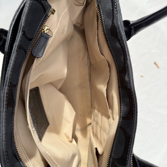 Coach Madeline Signature Canvas Shoulder Tote in black with leather accents - Picture 4 of 7